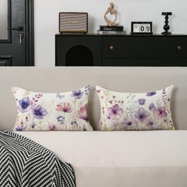 TAJWE Floral Throw Pillow Covers 12x20 Set of 2 Spring Summer Outdoor Decor Lumbar Pillow Cases for Home Couch Decorations