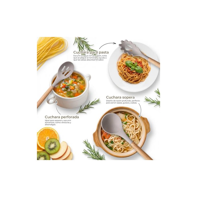 Utensilios de Cocina de Silicona, Juego de 12 Herramientas de