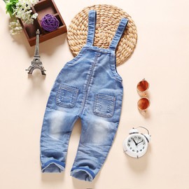 KIDSCOOL SPACE Baby & Little Boys/Girls Denim Overalls,Jean Workwear,Light Blue,3-4 Years