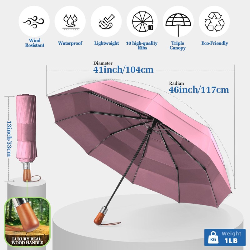 LFLFWY Compact Travel Umbrella Windproof Strong - Large Light Automatic