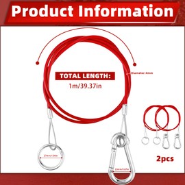 LPZMPZ Pack of 2 Breakaway Ropes for Trailers, 1 m Brake Cable, Trailer Catch Rope for Unbraked Trailers, Safety Rope, Trailer, Hook Tear-off Rope, Robust Tear Cable for Trailers and Caravans