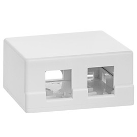 Cmple - 2 Port Keystone Jack Surface Mount Box, Dual Port Surface Mount Box for Network, Dual Hole Keystone Jack for RJ45 Cat5e/Cat6, Screws and Double-Side Tape Included, Easy Mount - White