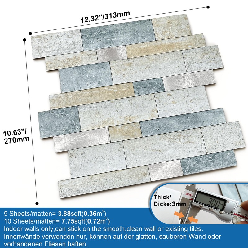 MOFIT Backsplash Tile for Kitchen Peel and Stick Stone Matte