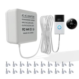 Doorbell Transformer 16-24 vac Ring Doorbell Ring Doorbell Wired Doorbell Transformer Ring Doorbell Charger Ring Power Adapter 24 Volt Transformer C Wire Adapter for Smart Thermostat (240500-16.4ft)