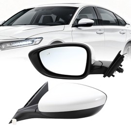 Aspaton Left Driver Side Mirror Assembly Compatible with Accord 2023 2024 2025 (BSM) Blind Spot Match & Heated and Power Glass (7Pins White)