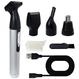 GRABOTE 2025 New 4 in 1 Rechargeable Eyebrow Ear Nose Beard Trimmer Set Hair Clipper Shaver USB