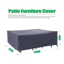 F&J Outdoors Patio Furniture Covers, Waterproof UV Resistant Large Cover for 9 Piece Outdoor Furniture Set, Grey, 84"W x84"D x 27.5"H