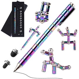 Magnetic Fidget Pen, Magnetic Pen Gravity Pen, Magnetic Pen Jet Strato Pen, Crushmetric Pens Fidgi, Ballpoint Pen, Gift for Friends (Rainbow)