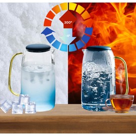 Inner Casa Glass Pitcher Set (54 oz) with 2 Matching Cups – Elegant Glass Drink Dispenser with Spill-Resistant Lid – Ideal for Iced Tea, Coffee, Juice, and Everyday Use