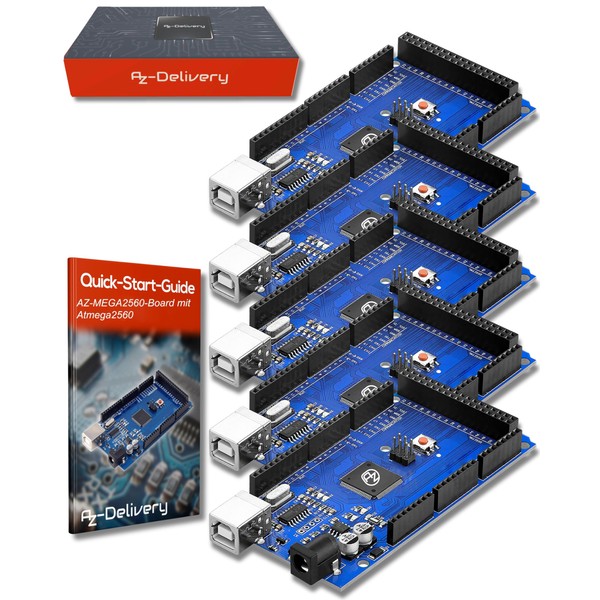 AZDelivery 5 x AZ-MEGA2560 Board with AZ-MEGA2560 Board with E-Book