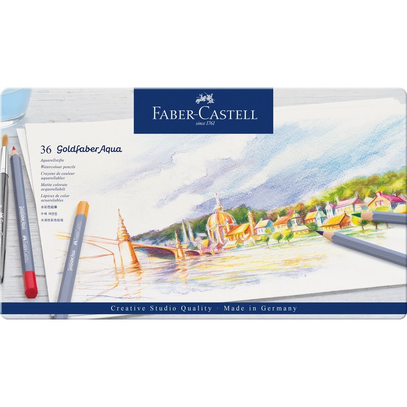 Faber-Castell 114636 - Aquarellstifte Goldfaber, 36-teiliges Buntstifte Set, bruchsicher, vollständig