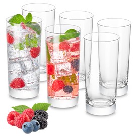 Heat-Resistant Drinking Glasses Set of 6 Double Fashioned Glass Lowball Tumblers 16oz Made From Premium Borosilicate All Crystal-Clear Water Cups, Mixed Drinkware For Daily Use - CL Count (Pack 1)
