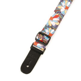 Fame Ukulele Strap Flower Spring Adjustable Nylon Guitar Strap, 88-150cm Length, 4cm Width, Faux Leather Ends with Logo, Includes Strap Pin, Felt Pad and Mounting Screw