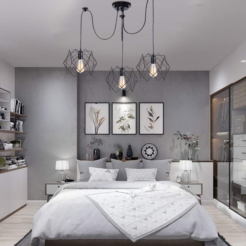 iDEGU Modern and Retro Pendant Light, 3 Arms DIY Spider