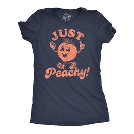 Womens Funny T Shirts Just Peachy Sarcastic Graphic Tee for Ladies Funny Womens T Shirts Sarcastic T Shirt for Women Funny Food T Shirt Women's Novelty T Navy - S