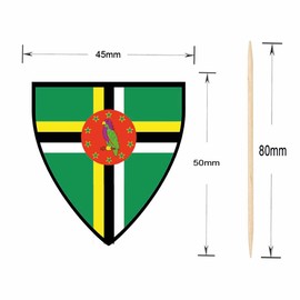 AK Giftshop Dominica Flags Party Food Sticks Picks Cupcakes Decorations Toppers (24 Pack)