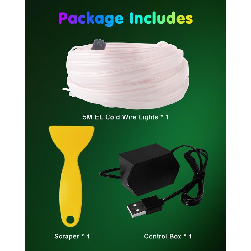 GLL Car Interior Lighting 5 m 16 ft EL Wire