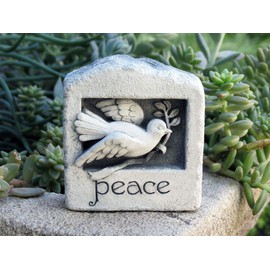 Carruth Studio, Wings of Peace Wall Plaque Garden Statue Figurine, Original Sculpture Handcrafted in Stone, Artisan Made