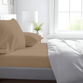 Kotton Culture Bed Sheets 4 Piece 100% Egyptian Cotton 600 Thread Count Soft Crisp Cooling Cotton Luxury Hotel Sheets Thick with 15" Inch Deep Pocket Snug Fit Sateen Weave(Beige,King)