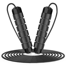 Towiger Jump Rope, jump ropes for fitness with ball bearings which is good for taking exercise and training speed jump rope(06 black)