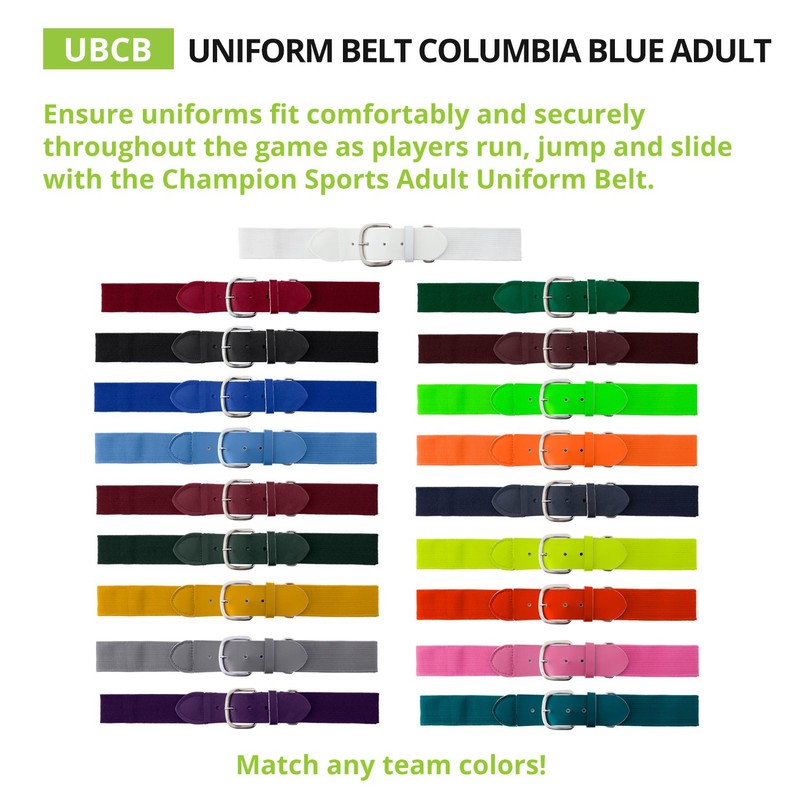 Champion Sports Elastic Uniform Belt, Columbia Blue, Adult