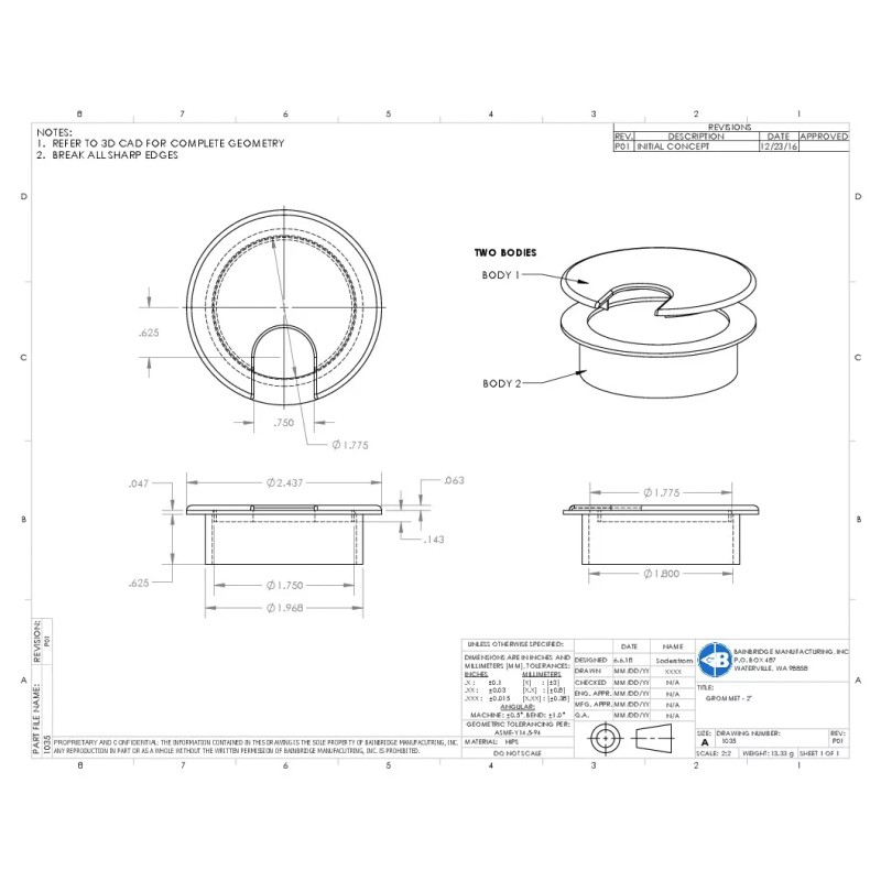 My Cable Mart 2IN CUT-HOLE SIZE White Round Wire Management