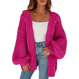 Remikstyt Womens Chunky Cardigan Cable Knit Oversized Open Front Cardigan Sweaters Rose