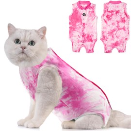 Avont Cat Recovery Suit - Kitten Onesie for Cats After Surgery, Cone of Shame Alternative Surgical Spay Suit for Female Cat, Post-Surgery or Skin Diseases Protection -Tie-dye Pink(M)