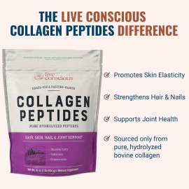 Collagen Powder by Live Conscious | Hydrolyzed Collagen Peptides Type I & III