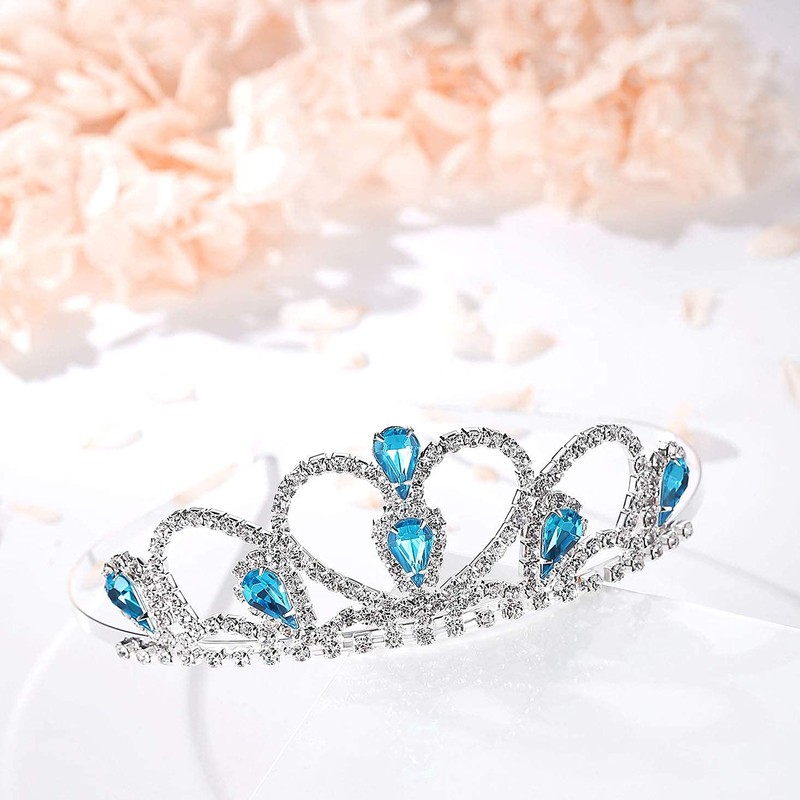 Lovelyshop Blue Gems Rhinestone Tiara for Little Kid Big Kid