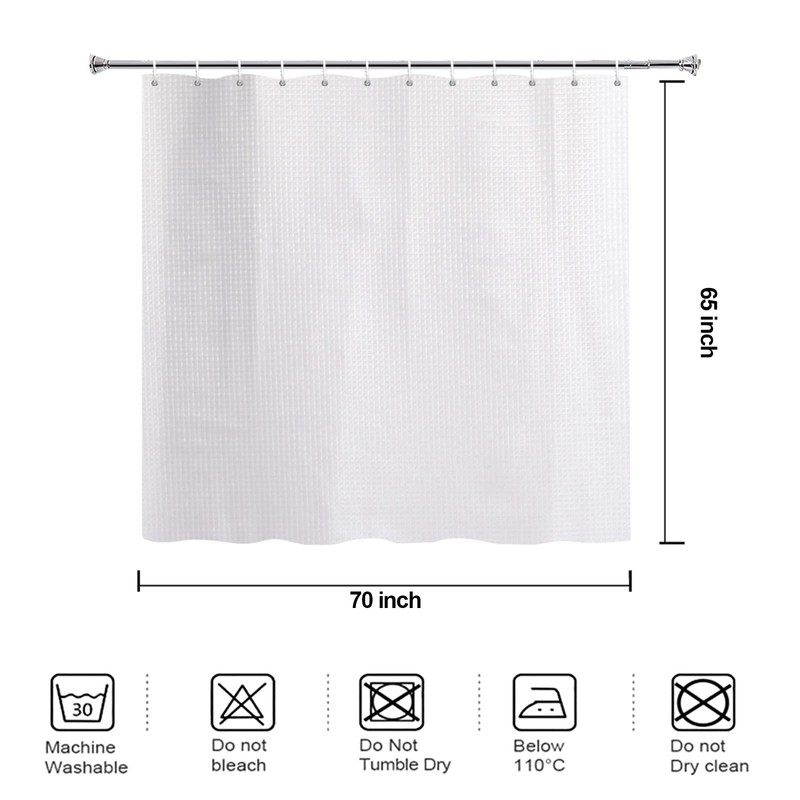 YISURE Short Shower Curtain 65 Inch Length, White Waffle Textured