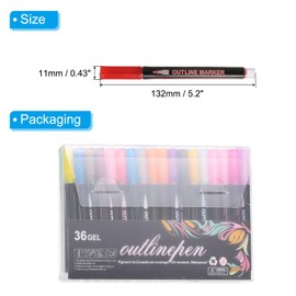 PATIKIL 36 Color Glitters Markers, Out Line Markers Pen Glitters Markers Fine Tip Point Metallic Shimmer Markers Sparkle Double Out Line for Christmas Stocking Craft Greeting Card, Black