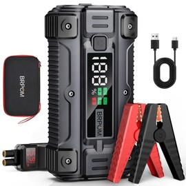 BRPOM Car Jump Starter, 6000A Peak (Up to All Gas or 10.0L Diesel Engine) 12V Auto Booster Battery Charger Jump Box with Quick Charger Smart Jump Cables batteryjumper - Color: 6000A