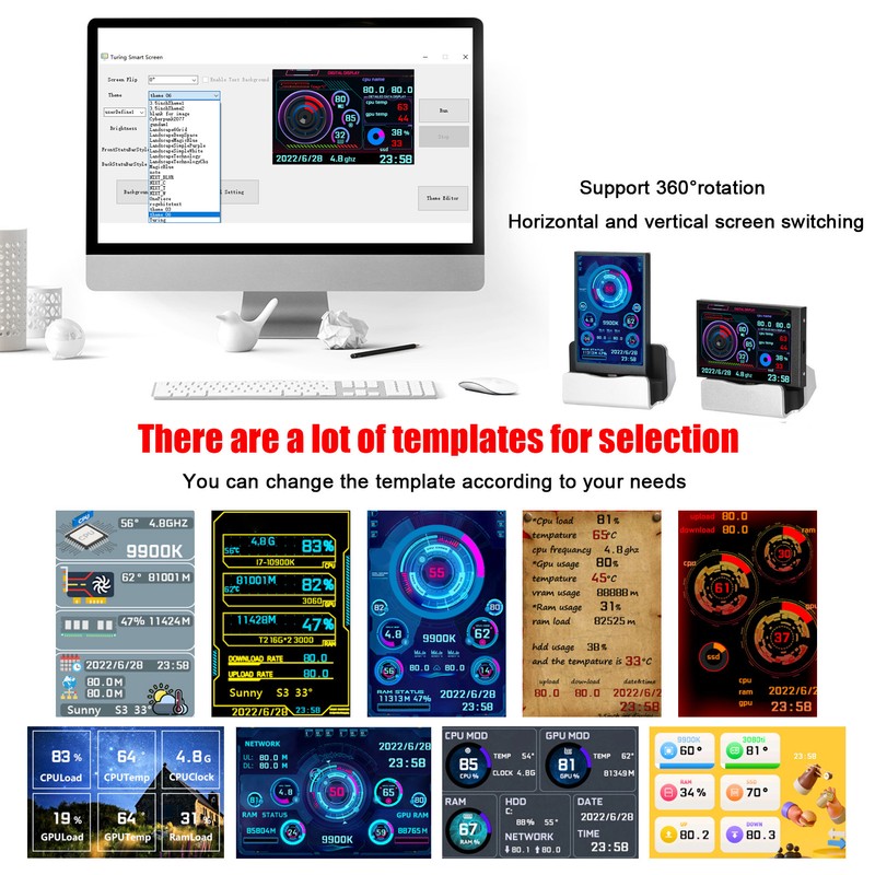 Mini Monitor Display Screen USB IPS Full View Computer Accessory