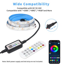 USB Power DC5V RGB+IC LED Strip Light,5m Tape Light with Smart App Bluetooth Control,150LEDs Music Sync Color Changing Strip as PC TV Monitor Backlight/Bedroom Ambient Light,etc