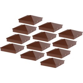 GreenLighting 4x4 Aluminum Pyramid Post Cap Cover for Nominal Wood Posts (Brown, 12 Pack)