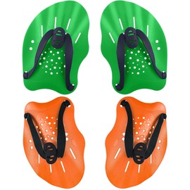 2 Pairs Hand Paddles for Swimming, Swimming Training Paddles, Swimming Paddles with Adjustable Straps, Strength Training Aid, Pool Exercise Equipment for Adults, Children, Unisex (Green)
