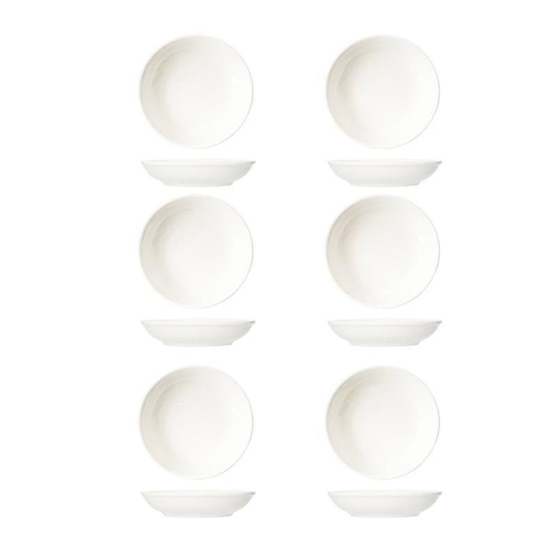 Mengbaobao 6 Pack White Soy Sauce Dish Ceramic Dip Bowl