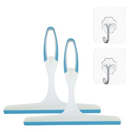 Lonwiner Pack of 2 Plastic Shower Squeegees, Squeegee, Window Squeegee, Professional Window Squeegee, Wiper, Blue
