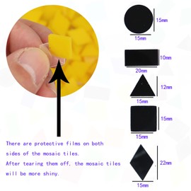 200 Pieces Black Mosaic Tiles, Opaque Round Mosaic Tiles for Crafts Bulk, Stained Small Acrylic Tiles for Mosaic Projects Supplies Home Decorations (15 x 15 mm)