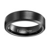 6mm Tungsten Mens Ring Engraved I Love You Black Wedding