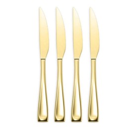 Oneida Moda Lux Set of 4 Steak Knives Brushed Gold 18/10 Stainless Steel