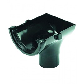 FLOPLAST 112mm Half Round Gutter Stop End Outlet - Black
