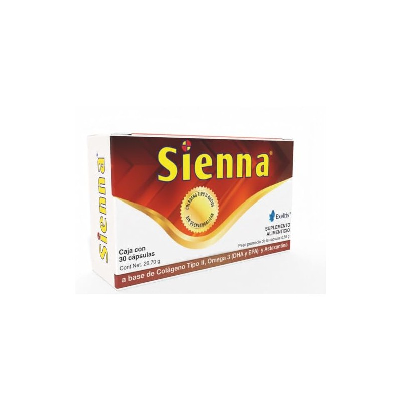 Sienna Suplemento Alimenticio a Base de Colgeno Tipo II, Omega