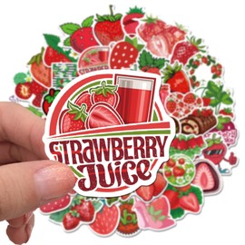 50Pcs Cute Strawberry Stickers for Kids Aesthetic Strawberry Stickers for Water Bottle Cute Fruit Stickers for Scrapbook Waterproof Stickers for Laptop Cup Phone Party Supplies(Strawberry)