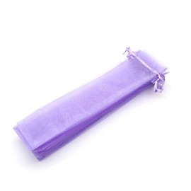OLILLY Pack of 50 Purple Organza Bags - Size 26cm x 6cm - Ideal for Long Items (Compartments, Pens, etc) (Purple)