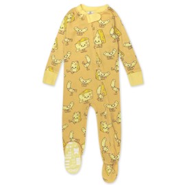HonestBaby Non-Slip Footed Pajamas One-Piece Sleeper Zip-Front Pjs 100% Organic Cotton for Baby Boys, Mac N Cheese, 24 Months