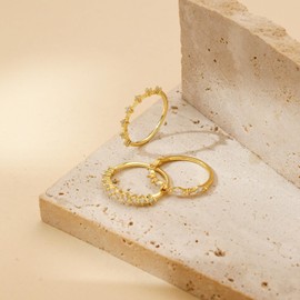 VIROMY Gold Rings for Women 14K Gold Plated Stacking Cubic Zirconia Thumb Rings Eternity Promise Infinity Jewellery for Her Size 9