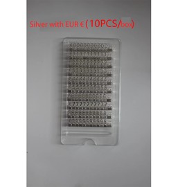 MACHSWON 20 PCS Digital Price Tag 3D Metal Shelving Adjustable EUR € Price Cube Kit for Shop Display Jewelry Watch Shop Office Display Pricemarker Labels Silver