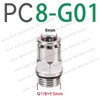 5-Pack PC-G Nickel-Plated Brass Pneumatic Push-to-Connect Fittings, 4–12 mm Tube,